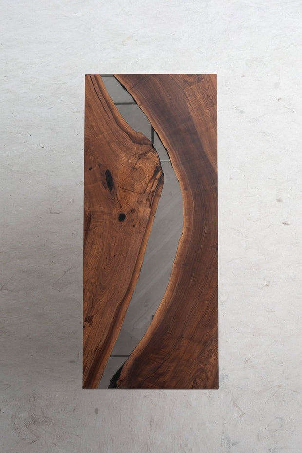 KAZANA Black Walnut Epoxy Resin River Table 31.4"W 87.4"L