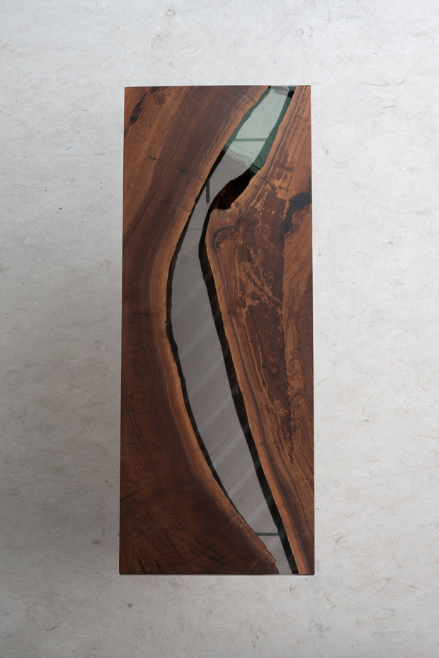 KAZANA Black Walnut Epoxy Resin River Table 31.4"W 87.4"L
