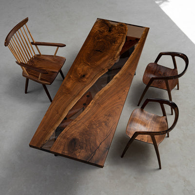 KAZANA Black Walnut River Epoxy Table 31.5"Wx 92.52"L