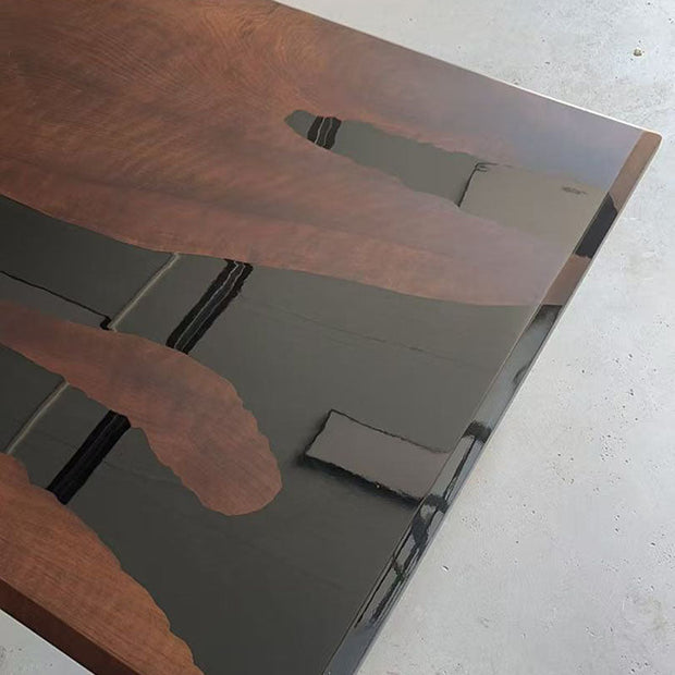 KAZANAHOME Black Walnut Wood Epoxy Resin Table