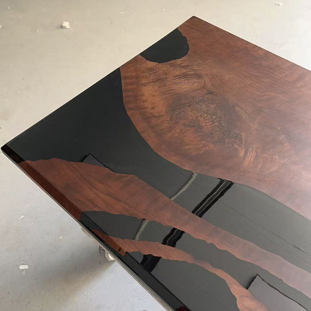 KAZANAHOME Black Walnut Wood Epoxy Resin Table