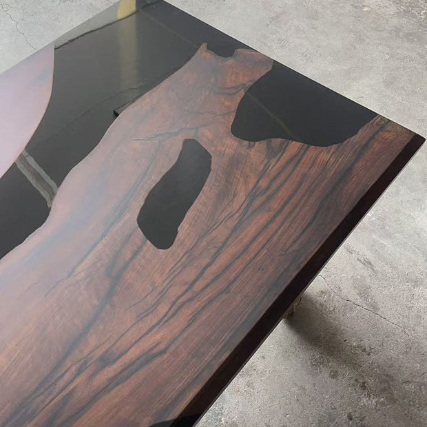 KAZANAHOME Black Walnut Wood Epoxy Resin Table