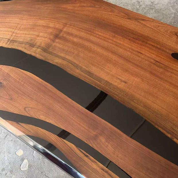 KAZANAHOME Black Walnut Wood Epoxy Resin Table