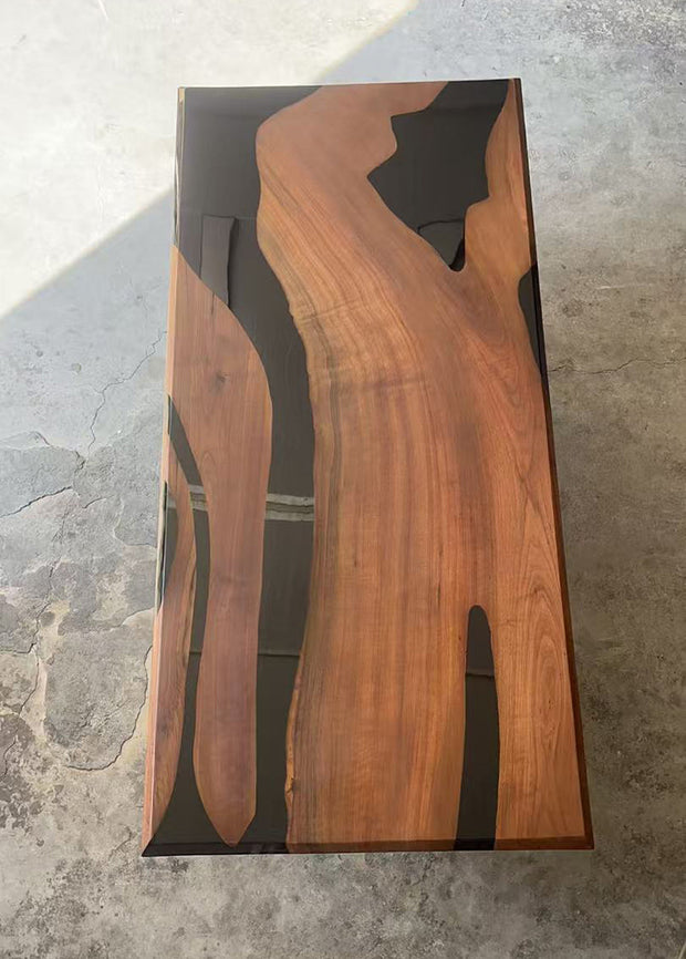 KAZANAHOME Black Walnut Wood Epoxy Resin Table