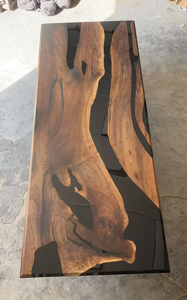 KAZANAHOME Black Walnut Wood Epoxy Resin Table
