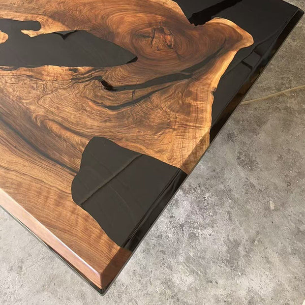 KAZANAHOME Black Walnut Wood Epoxy Resin Table
