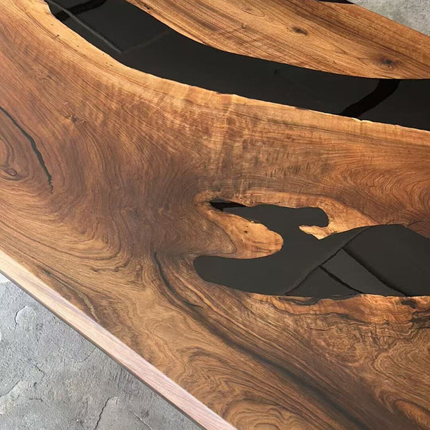 KAZANAHOME Black Walnut Wood Epoxy Resin Table