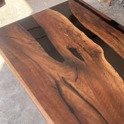 KAZANAHOME Black Walnut Wood Epoxy Resin Table