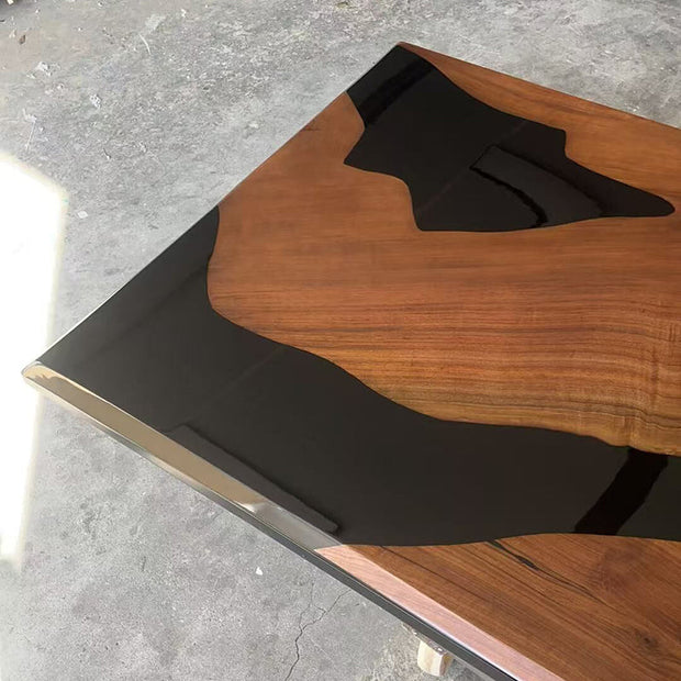 KAZANAHOME Black Walnut Wood Epoxy Resin Table